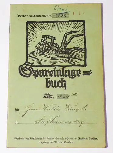 Seifhennersdorf Sparkassenbuch Spareinlagebuch 1937
