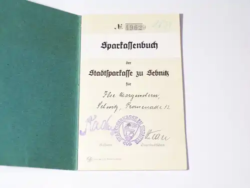 Sparkassenbuch Sebnitz Stadtsparkasse Vignetten 1938