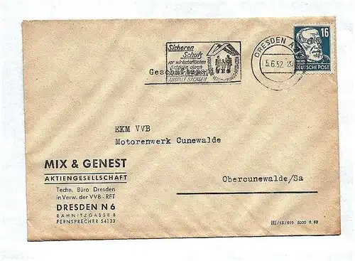 1952 Mix Genest Aktiengesellschaft Techn Büro Dresden VVB Briefkuvert