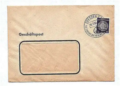 Geschäftspost DDR Brief 1956 Dresden Briefkuvert