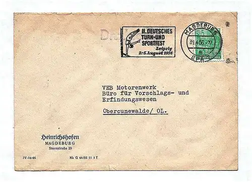 Brief 1956 DDR VEB Motorenwerk Büro für Vorschlags und Erfindungswesen