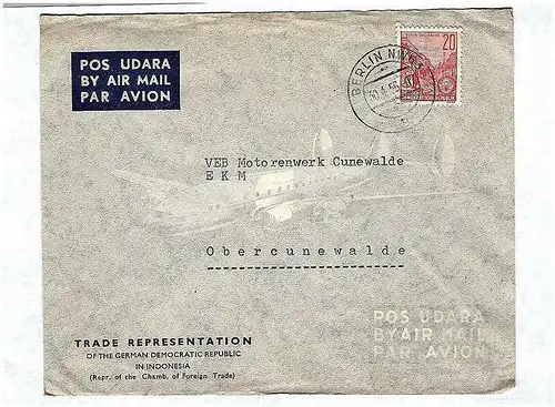 1956 Briefkuvert Trade Representation DRR in Indonesia Brief