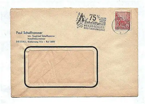 Briefkuvert 1956 Paul Schellhammer Dessau DDR Brief
