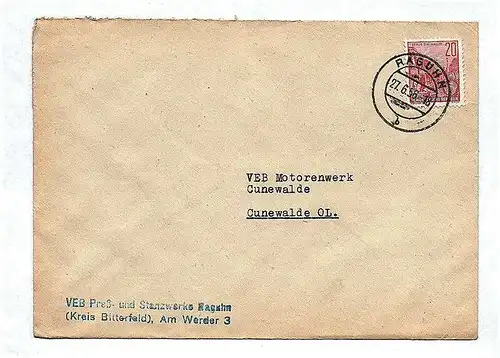 VEB Preß und Stanzwerke Raguhn Bitterfeld Briefkuvert