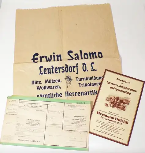Leutersdorf Reklame Expressgutkarte Tüte Preisite Dittrich Erwin Salomo 1930er