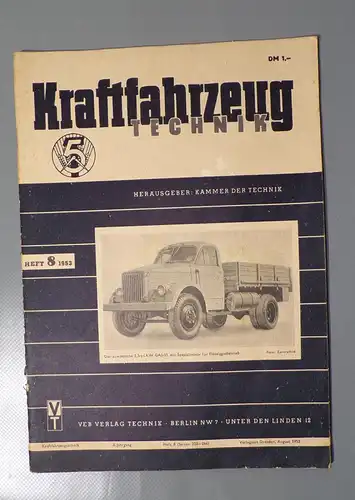 Kraftfahrzeug Technik Heft 8  1953 DDR Gas-51 H3A Zeitschrift