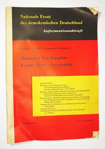 Nationale Front Deutscher Friedensplan kontra Bonner Kriegsplan 1961 ! (H5