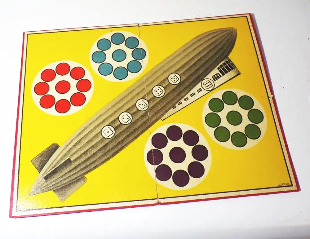 Der Schwarzfahrer im Zeppelin Schmidt München 1920er Brettspiel  3