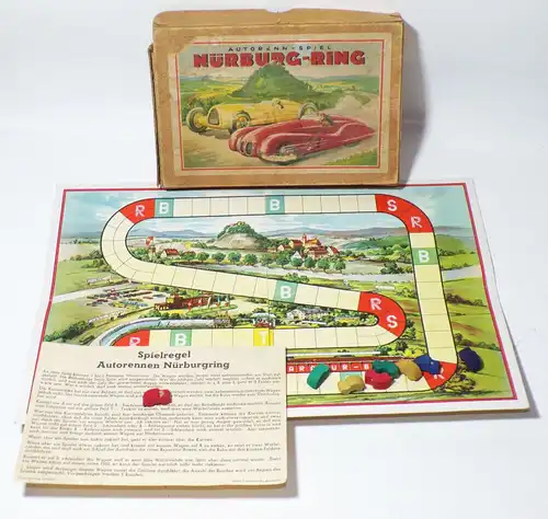 Autorennspiel Nürburg Ring 1930er Auto Brettspiel Autorennen