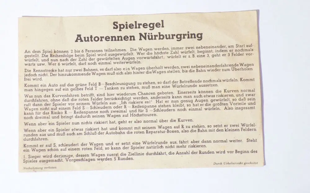 Autorennspiel Nürburg Ring 1930er Auto Brettspiel Autorennen 4