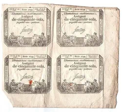 Konvolut Frankreich Geldscheine 1791 1792 1793