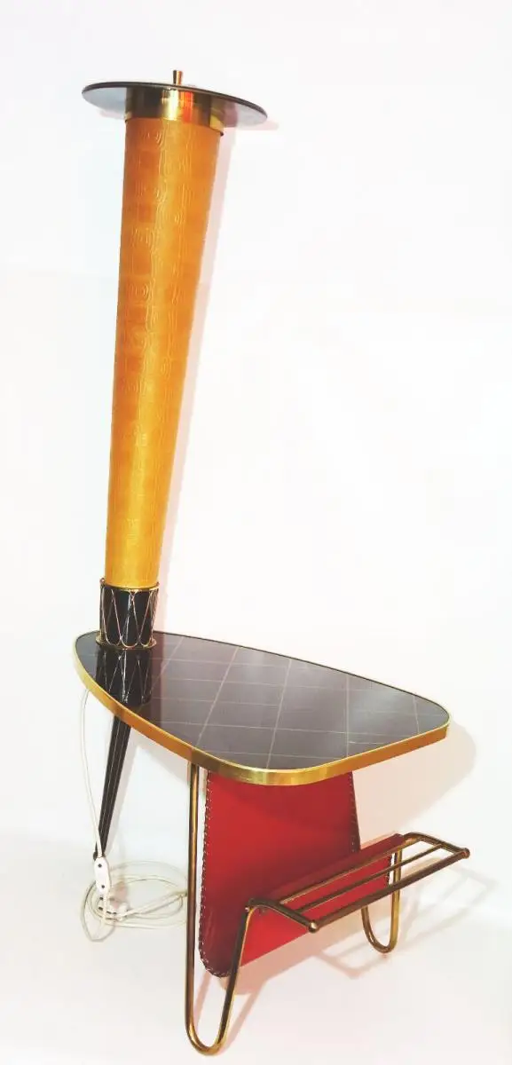 Alter Zeitungsständer Lampe 50er Tisch Jahre Rockabilly Mid Century Design 11