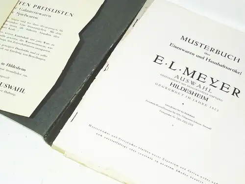 XL Katalog E.L.Meyer Hildesheim Musterbuch Eisenwaren Haushaltsartikel 1928 