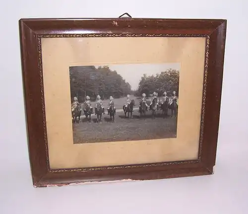 Foto im Bilderrahmen Gardereiter zu Pferd Pickelhauben Kavallerie Bischofswerda 