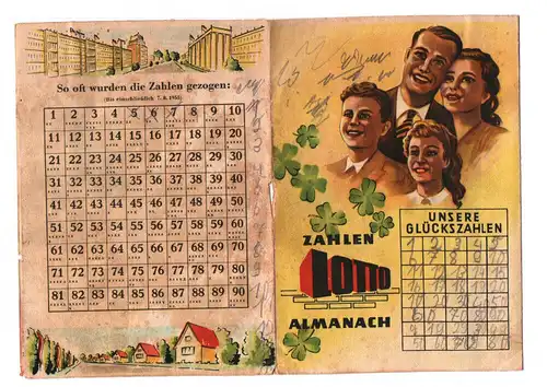 Zahlen Lotto Almanach 1955 Prospekt Lotterie 