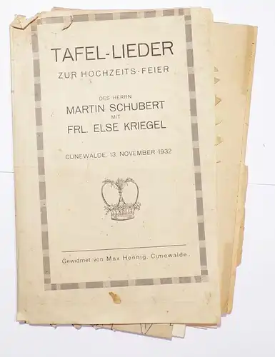Lot Hochzeits Dokumente ab 1932 Cunewalde