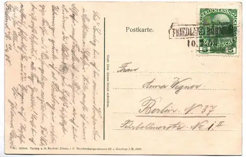 Ak Gruss aus Friedland in Böhmen 1908 Zweizeiler Stempel 