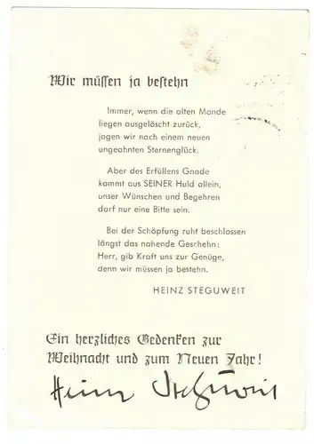 Drucksache Signatur Autor Heinz Steguweit Halver Westf. 1959 ! (A4110