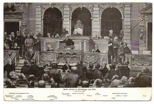 Ak Bebel spricht im Reichstag zum Etat 1905 Kommunismus (A4030