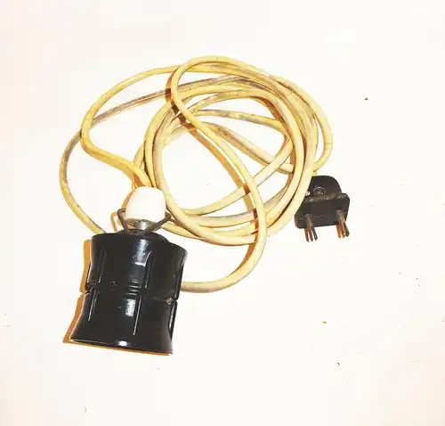 Vintage Lampen - Ersatzteil E27 Bakelit Lampenfassung Kabel Gerätestecker !