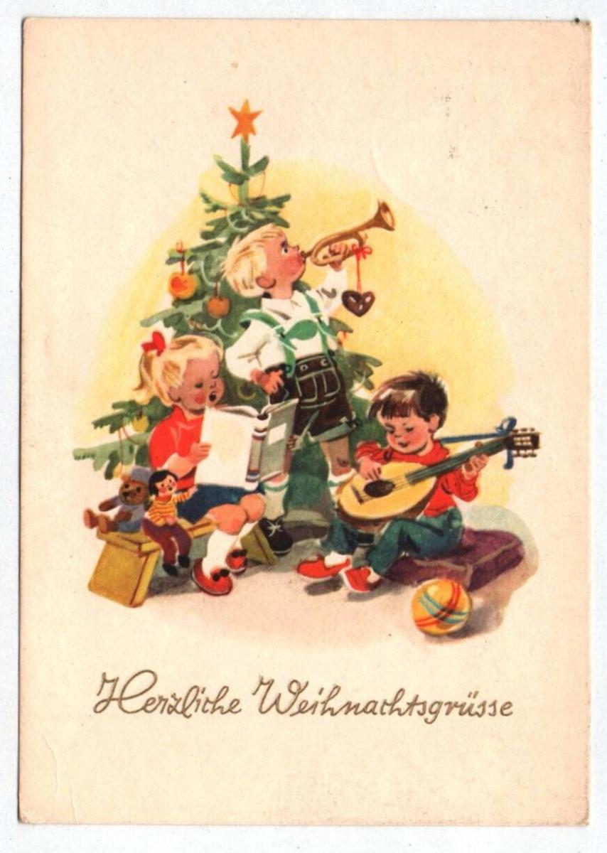 Ak Kinder machen Musik Herzliche Weihnachtsgrüße Hanna Roth