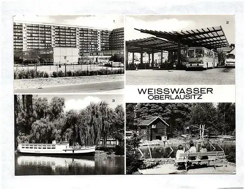 Ak Weisswasser Oberlausitz Wohnkomplex am Wasserturm Leninring Busbahnhof