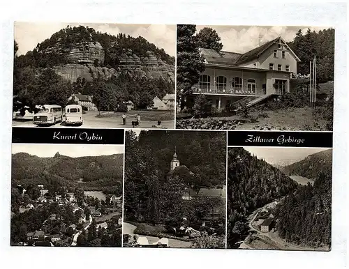 Ak Zittauer Gebirge Kurort Oybin Berg FDGB Heim Casino Blick auf Scharfenstein