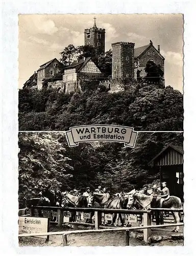 Ak Wartburg und Eselstation DDR Eisenach Thüringen