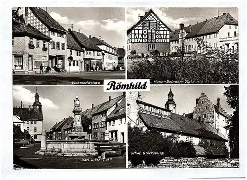 Ak Römhild Viehmarktplatz Karl Marx Platz Schloß Glückburg Hans Beimler Platz