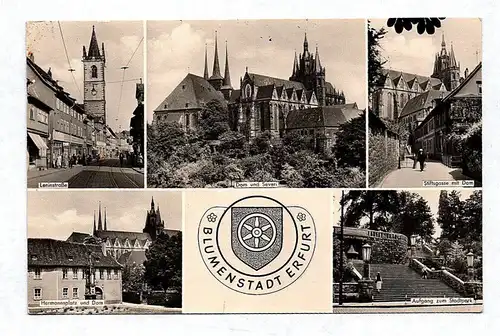 Ak Blumenstadt Erfurt DDR Leninstraße Stiftgasse mit Dom Aufgang Stadtpark