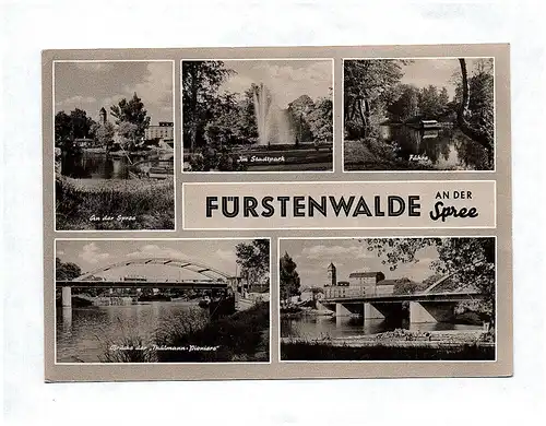 Ak Fürstenwalde Spree Stadtpark Fähre Brücke der Thälmann Pioniere DDR