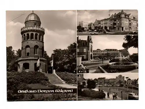 Ak Gruß aus Bergen Rügen Rugard Ernst Moritz Arndt Turm Karl Marx Platz DDR 1972