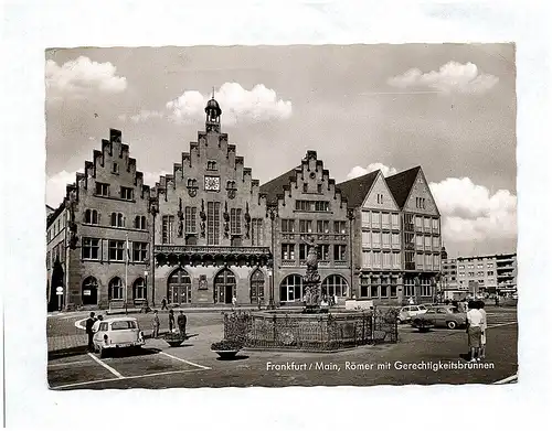 Ak Frankfurt Main Römer mit Gerechtigkeitsbrunnen 1963