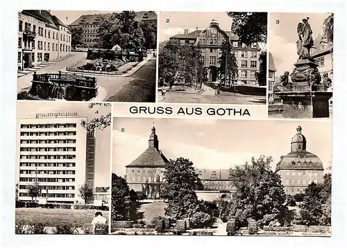 Ak Gruß aus Gotha Wasserkunst am Schloßberg Ingenieurschule für Bauwesen DDR