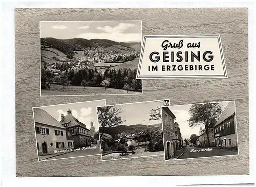 Ak Gruß aus Geising im Erzgebirge Marktplatz Rathaus Hauptstraße DDR