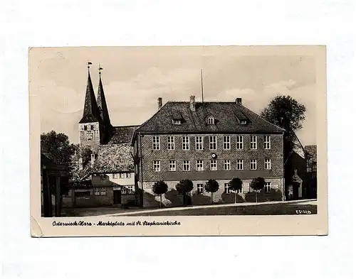 Ak Marktplatz Osterwieck mit Stephaniekirche 1956 DDR