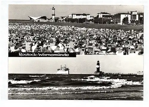 Ak Rostock Warnemünde Blick zum Leuchtturm Gaststätte Fährschiff Molenspitze DDR