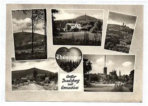 Ak Gruß aus Thüringen Goßer Inselberg mit Grenzwiese Echtfoto DDR