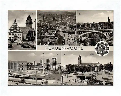 Ak Plauen Vogtland Sachsen Rathaus am Altmarkt Friedensbrücke DDR Oberer Bahnhof