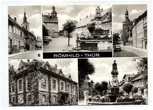 Ak Römhild Thüringen DDR Griebelstraße Rathaus Karl Marx Platz Steinsburg Museum