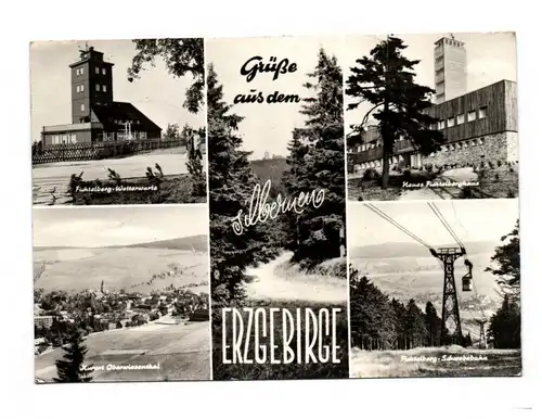 Ak Grüße aus dem silbernen Erzgebirge Fichtelberg Wetterwarte Schwebebahn DDR