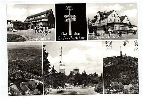 Ak Auf dem großen Inselberg Berggasthof Stöhr HO Gaststätte Blick vom Turm DDR