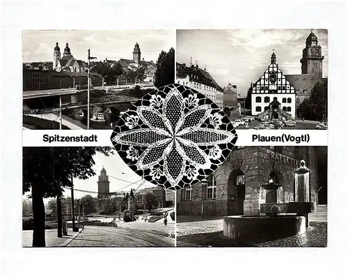 Ak Spitzenstadt Plauen Vogtland Elster Brücke Am alten Rathaus Otto Grotewald Pl