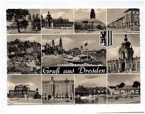 Ak Gruß aus Dresden Georgplatz Zwinger Rathaus Weißer Hirsch Echt Foto DDR
