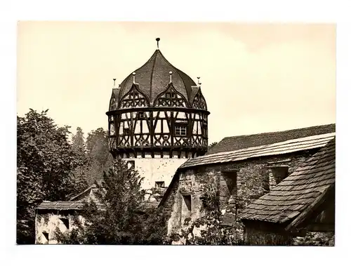 Ak Schloß Burgk an der Saale Hungerturm mit Fachwerkaude von 1617