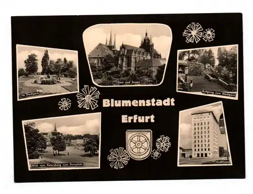 Ak Blumenstadt Erfurt Blick vom Petersberg Dom und Severi Stadtpark Echt Foto