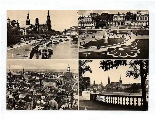 Ak Dresden Landeplatz der Dampfer Zwinger Blick vom Rathausturm 1960 DDR