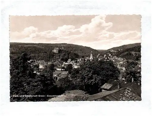 Ak Park und Schloßstadt Greiz Gesamtansicht DDR 1962