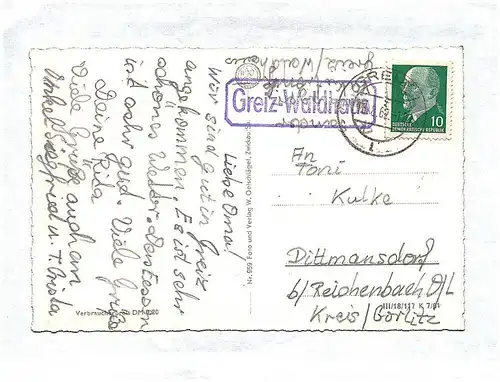 Ak Park und Schloßstadt Greiz Gesamtansicht DDR 1962