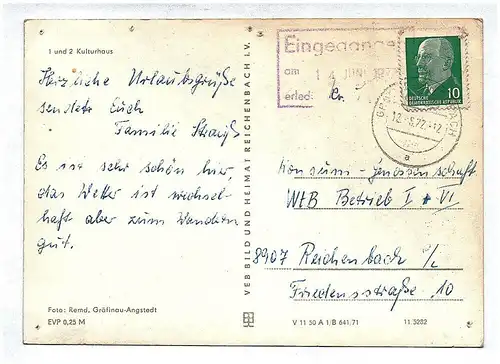 Ak Hirschdorf Kreis Ilmenau Kulturhaus DDR 1972